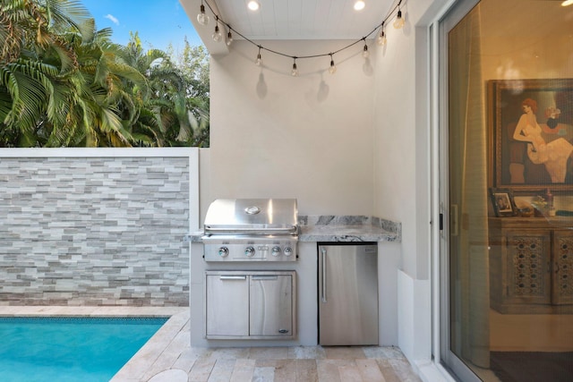 view of patio / terrace with a grill and an outdoor kitchen