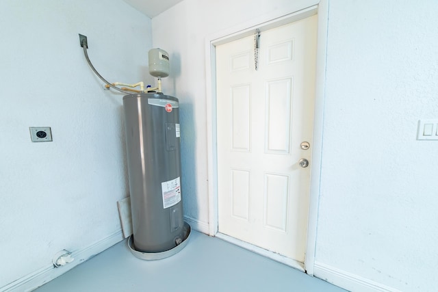 utility room featuring water heater