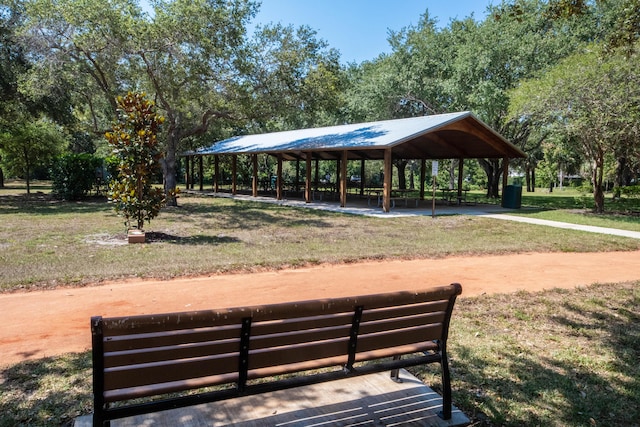 view of property's community featuring a gazebo and a lawn