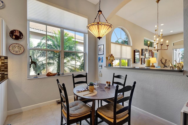 tiled dining area with plenty of natural light