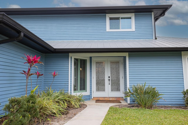 property entrance with french doors