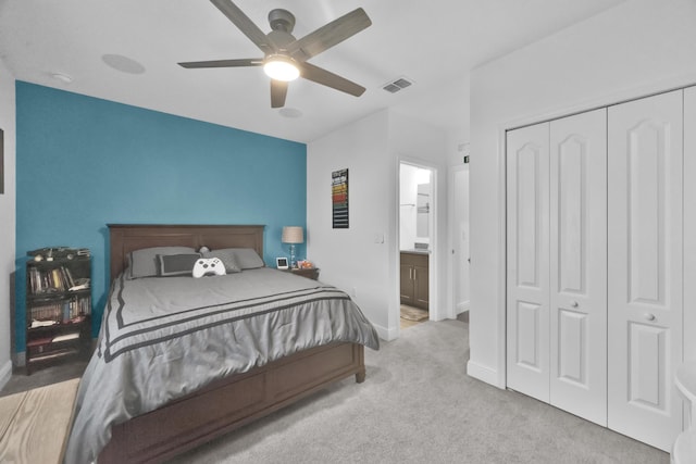 1316 SW Abacus Ave, Port Saint Lucie, FL 34953 - carpeted bedroom with baseboards, a closet, and ceiling fan