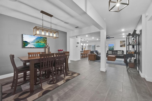 1316 SW Abacus Ave, Port Saint Lucie, FL 34953 - tiled dining area featuring baseboards, recessed lighting, and ceiling fan