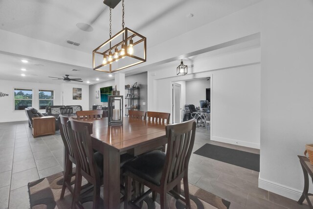 1316 SW Abacus Ave, Port Saint Lucie, FL 34953 - tiled dining room with recessed lighting, baseboards, and ceiling fan