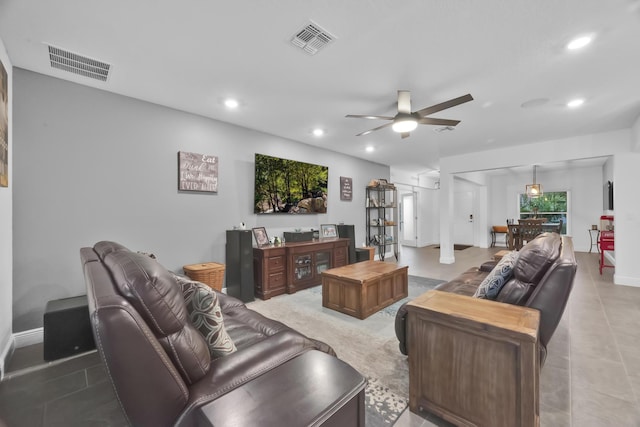 1316 SW Abacus Ave, Port Saint Lucie, FL 34953 - living room featuring recessed lighting and a ceiling fan