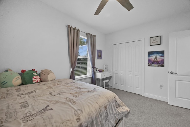 1316 SW Abacus Ave, Port Saint Lucie, FL 34953 - carpeted bedroom with a closet, ceiling fan, and baseboards