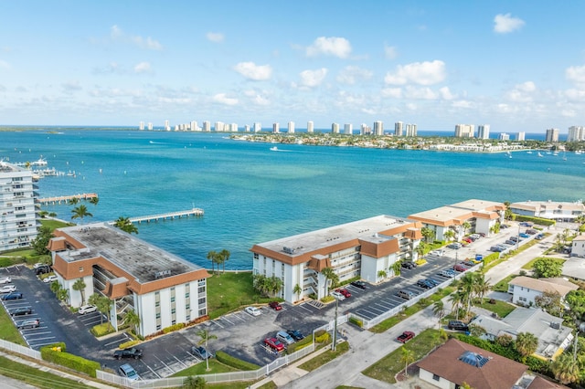 410 Wilma Cir Unit 203, Riviera Beach, FL 33404 - bird's eye view featuring a water view and a city view