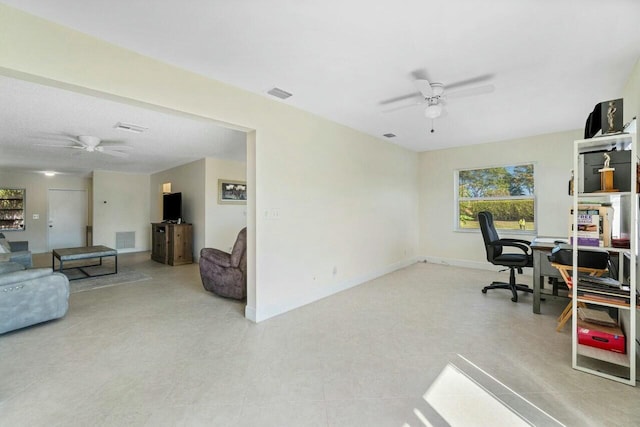 office area featuring ceiling fan