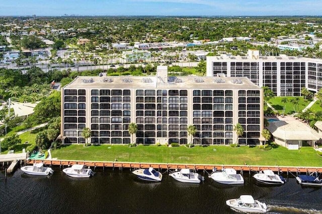 bird's eye view featuring a water view