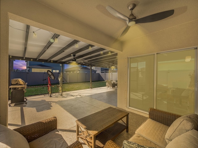 view of patio with ceiling fan