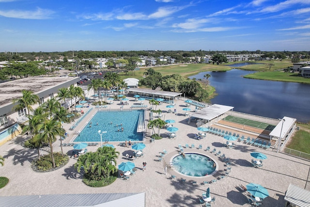 bird's eye view featuring a water view