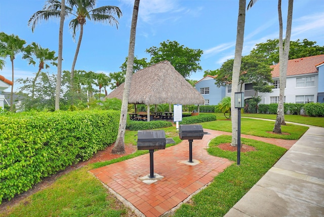 surrounding community featuring a yard and a gazebo