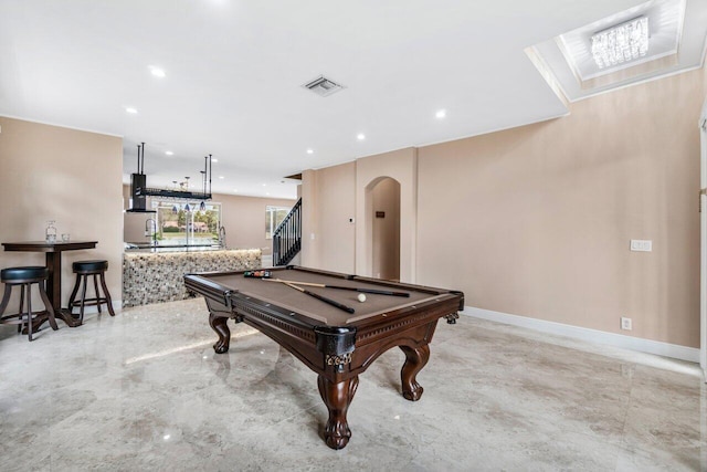 game room with pool table