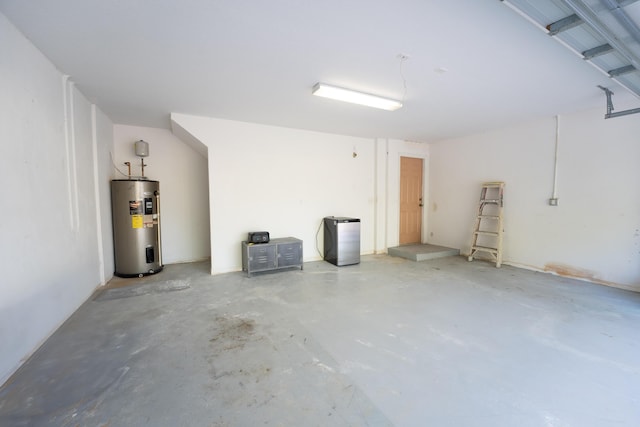 garage featuring water heater