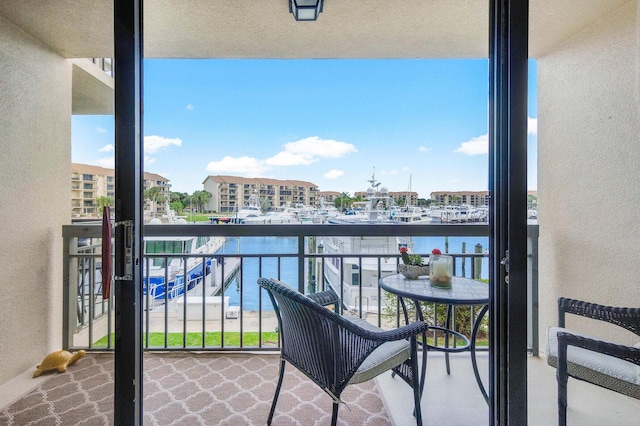 balcony with a water view