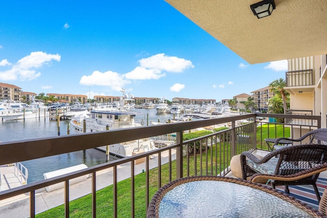 balcony with a water view