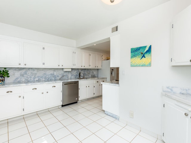 kitchen featuring white cabinetry, tasteful backsplash, and appliances with stainless steel finishes