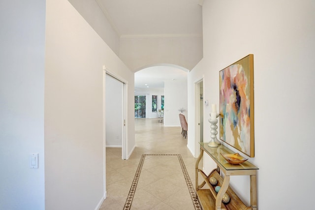 hallway with crown molding