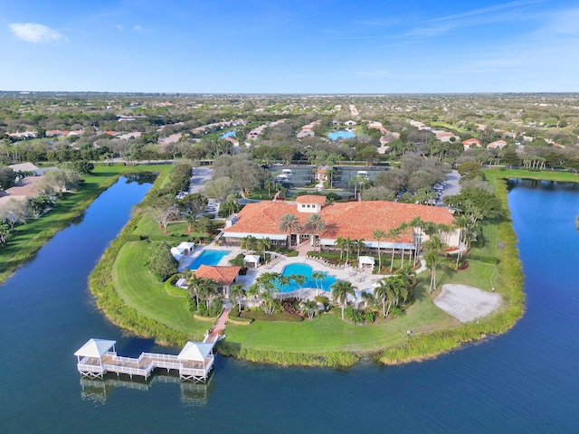 bird's eye view featuring a water view