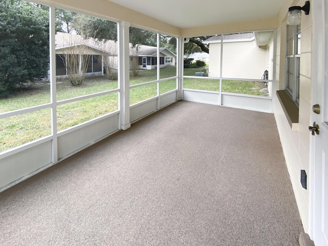 view of unfurnished sunroom