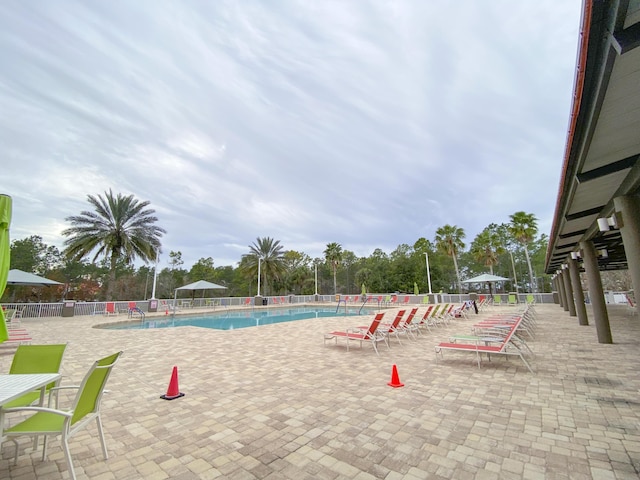 view of swimming pool with a patio area