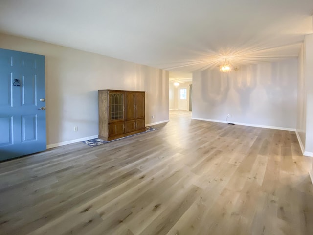 unfurnished living room with light hardwood / wood-style flooring