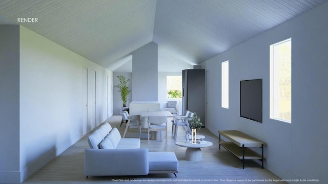 living room with vaulted ceiling and a wealth of natural light