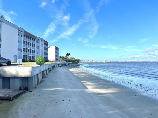 view of water feature featuring a view of the beach