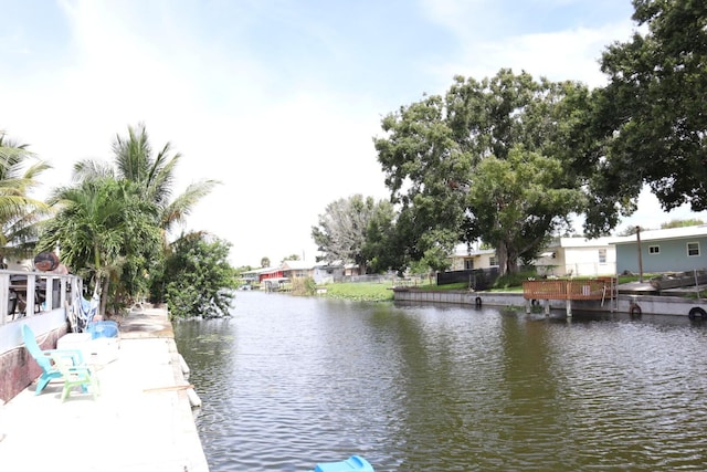 water view featuring a dock