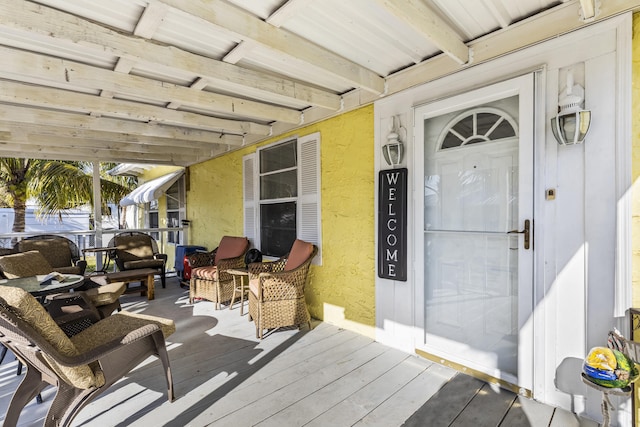 deck featuring a porch