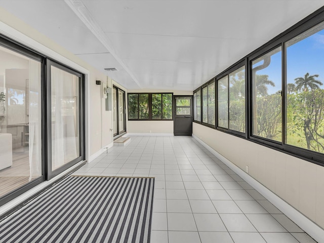 view of unfurnished sunroom