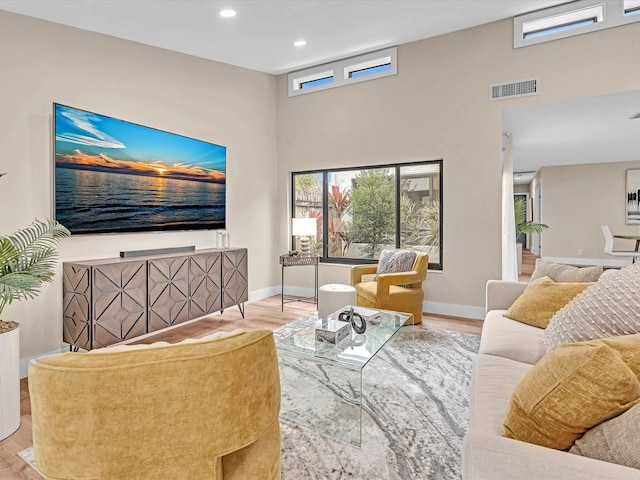 living room featuring light hardwood / wood-style flooring