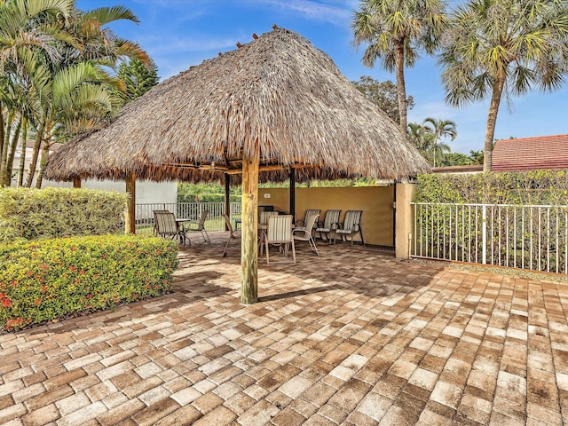 view of patio with a gazebo