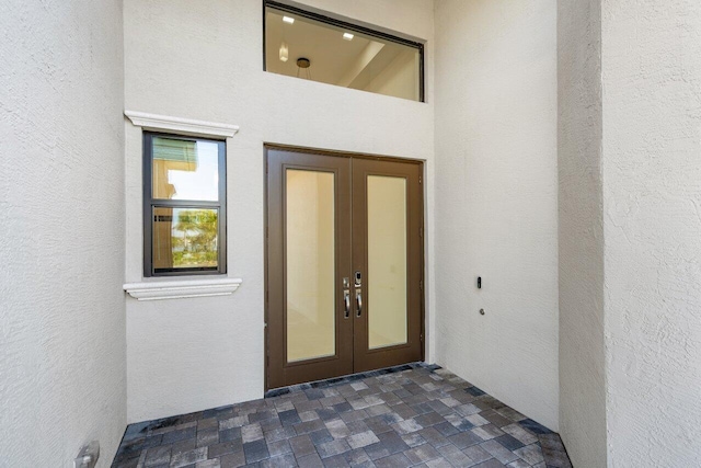 property entrance with french doors