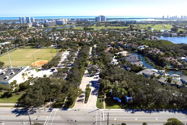 bird's eye view featuring a water view