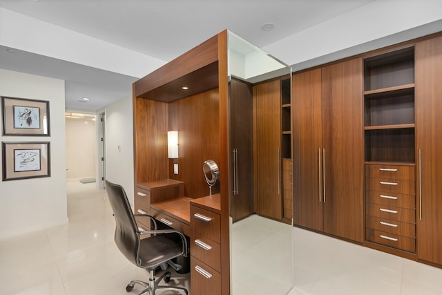 office area featuring light tile patterned floors