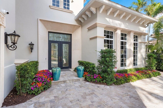 doorway to property featuring french doors