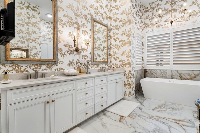 bathroom featuring vanity and a bathtub