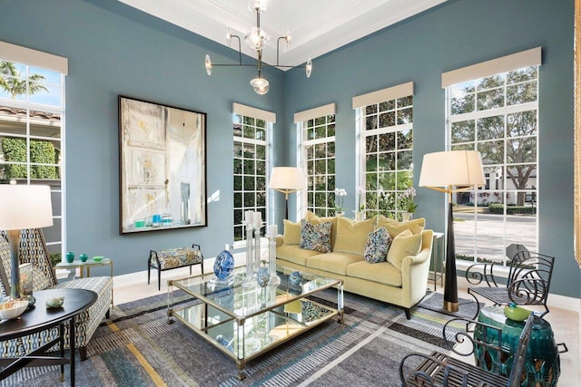 11205 Orange Hibiscus Ln, Palm Beach Gardens, FL 33418 - living area featuring ornamental molding and baseboards