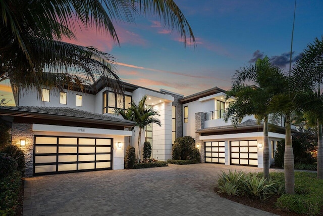 view of front of property with a garage