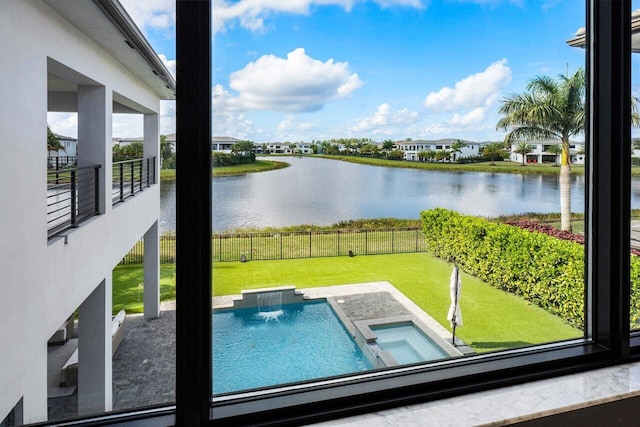 interior space with pool water feature