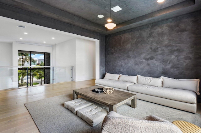 living room featuring light hardwood / wood-style flooring