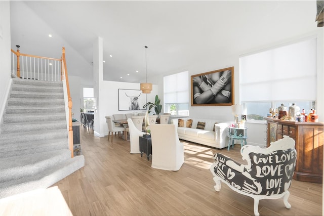 4209 Bahia Isle Cir, Wellington, FL 33449 - living room with stairs and light wood-style floors