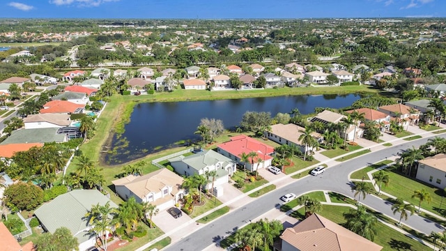 4209 Bahia Isle Cir, Wellington, FL 33449 - bird's eye view featuring a water view and a residential view