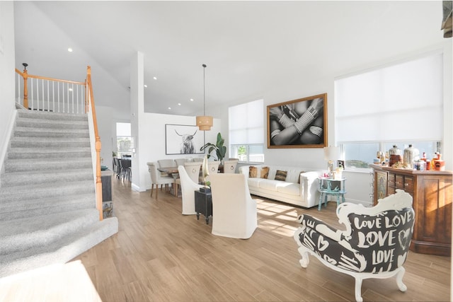 living room with light wood-type flooring