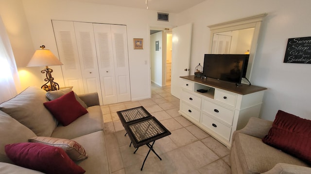 view of tiled living room