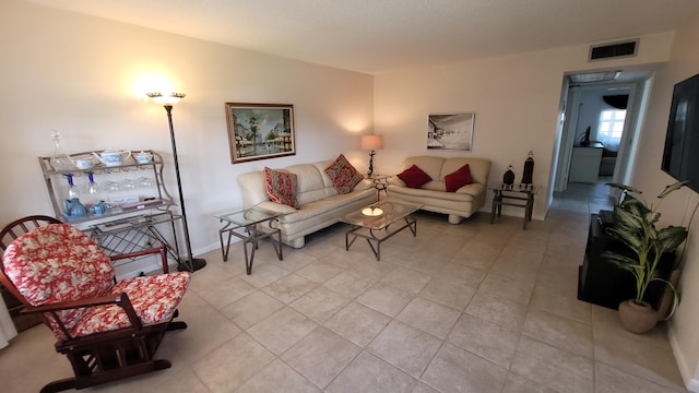 view of tiled living room