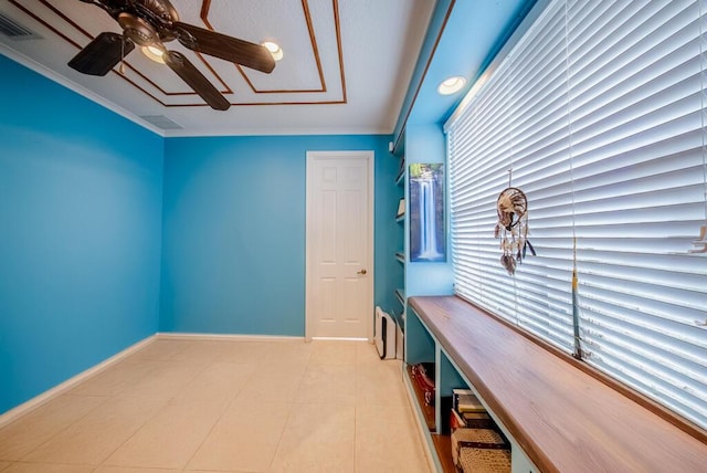 7551 Monticello Way, Boynton Beach, FL 33437 - mudroom with ceiling fan and crown molding