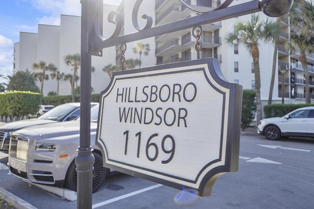 view of community sign