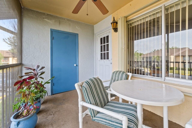 exterior space featuring a wealth of natural light and ceiling fan